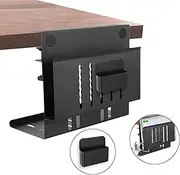 Uandhome Desk Side Storage,Under Desk Laptop Holder with Cable Management Tray,2 in 1Desk Laptop Tray with Pen Holder,No Drill Side Desk Organizer,Side of Desk Storage for Office & Home (Black)