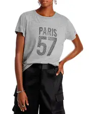 Cinq a Sept Rhinestone Paris Cotton Tee