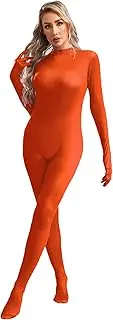 [Riismen] Women's Full Body Jumpsuit Solid Long Sleeve Footed Gymnastics Dance Leotard Zentai Unitard Bodysuit