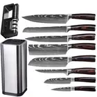 Japanese Kitchen Knives Set Damascus Pattern Sharp Cleaver Santoku Chef Knife