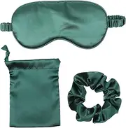 LRXIYODE Sleep Mask Set Soft Eye Masks Toiletry Breathable Women Cooling Blackout Plush Sleeping with Headband Sleeping Mask Eye Sleep Mask Sleep Eye Mask Hair Cover Funny Dark Green Silk