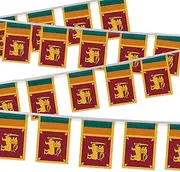 32FT Small Sri Lanka Pennant Flag Bunting,30 PCS Mini String Banner Strip Sri Lankans National Decor Rectangle for Holiday Restaurant Home Party School