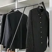 TOOPYW Pull Down Wardrobe Rail Lift Clothes Hanger Organizer Storage System Soft Return Space Saving Pull Down Closet Rods Hanger,Black,35to47in