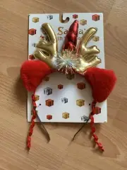 Red Gold reindeer headpiece Santa clause Christmas reindeer ears New