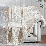 COLLACT Boho Throw Blanket for Couch Cotton Sofa Jacquard Coverlet Orange Throw Blankets for Bed Bohemian Geometric Throws Soft Cozy Quilted Blanket Year Round 60x80 Inch Orange