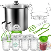 Canning Pot Water Bath Canner with Rack and Mason Jars, 20 Quart Stainless Steel