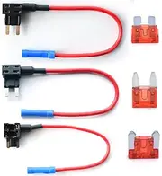 3X Add A Circuit Piggy Back Fuse Tap Mini Standard Blade Fuse Holder ATM ATP 12V Fuse Tap Holder Piggy-Back Standard Mini Blade Fuse