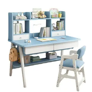 書架 書櫃 書桌 書桌書架書櫃一體實木腿電腦桌家用女孩臥室學生學習寫字桌子課桌