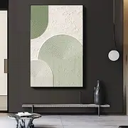 Oil painting handmade Beige Wabi Sabi oil painting hand painted Wall Art Green Beige Abstract Painting Large Green Minimalist Wall Art Beige Textured Canvas Pa