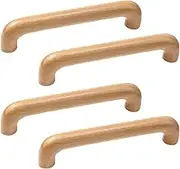 4Pcs Wood Drawer Pull Clear Coated Wooden Handle Bridge Shaped Arced Pull for Kitchen Cabinets Furniture Dresser Wardrobe Cupboard Drawer Knobs Pull Handles (5.04"/128mm Hole Center)