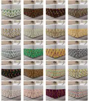Ambesonne Autumn Bedskirt Elastic Wrap Around Skirt Gathered Design