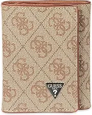[GUESS] Men's Quattro G Saffiano Trifold Wallet, Tan, One Size, Tan, One Size, Quattro G Saffiano Trifold Wallet