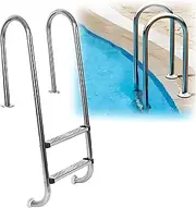 2/3 Step Swimming Pool Ladder,Underground Stainless Steel Steps,Easy Installation,for Water Park and Outdoor Bath(2-steps1.2mm)