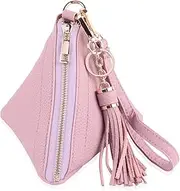 [RIAH FASHION] Triangle Vegan Leather Wristlet Clutch Purse Handbag - Pyramid Evening Cocktail Pouch Wallet Detachable Strap & Tassel Charm