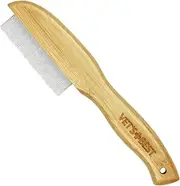 Vet's Best Flea Comb | Real Bamboo with Contour Grip Handle | for Dogs and Cats