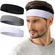 PEAKTREND 3 Pack Sweatbands Sports Headband for Men & Women Moisture Wicking Athletic Terry Cloth Sweatband for Tennis, Basketball, Running, Gym, Working Out
