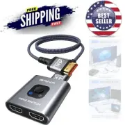 HDMI Switch Aluminum 4K@60Hz 2 in 1 Out 3 Ports HD Hub for Gaming, Home Theater