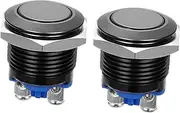 VALICLUD 2Pcs Black Push Button Switch Momentary Reset Button for Doorbell Easy Installation for Circuit Applications for Outdoor Use