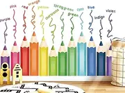 DECOWALL SG2-2417 Learning Color Crayons Wall Stickers Educational decals classroom kids playroom play room Bedroom toddler color child boy girl baby learning Pencil color name Nursery