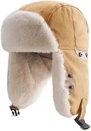 [zaoalife] Mens Hats, Trapper Hat, Winter Warm Plush Earflap Pilot Hat, Ear Protective Hat, Snow Hat Caps Earflaps Russian Hats Thermal Balaclavas, Dark Coffee, Medium
