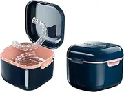 Denture Bath Case, Denture Cup, Retainer Case,Cute Night Mouth Guard Box Holder, Storage Soak Container with Strainer basket for Travel Cleaning
