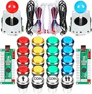 EG STARTS 2 Player Arcade DIY Kit Arcade Joystick + 16x LED Illuminated Arcade Buttons + 2 Player + Coin Buttons for Raspberry Pi 3B Model Project DIY Parts (Mixed Color Kits)