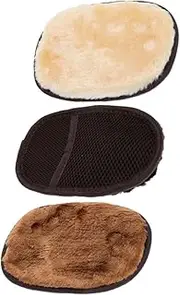 minkissy 3pcs Leather Shoe Polishing Gloves Soft Faux Lamb Buffing Mitts for Leather Boot Care Shoe Polish Cleaning Cloth Set and