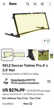 SKLZ ADJUSTABLE PRO SOCCER TRAINER REBOUNDER NET * 6FT X 2.5FT *R.R.P $399