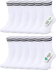 [FALARY] 6 Pairs of Tennis Socks Women's Men's Sports Socks Crew Socks Unisex Socks Men's Socks Cotton Socks Running Socks White and Black