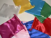 Assorted Coloured Silk Satin Drawstring Bags (H 20 x W 15) cm