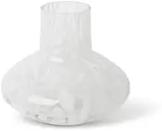 BARI Bailey Short White Glass Vase, Home Decor Product,for Flower Displays, and Stylish Accents – Elegant for Hallways, Entryways, Weddings, or Office Spaces. (White, 19cm)