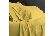 2PK Park Avenue European Double Cotton Sheet Set Vintage Washed Misted Yellow