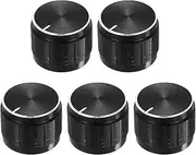 uxcell 5pcs Potentiometer Knob Knurled Shaft Black Tone Aluminum 6mm Shaft Dia. Rotary Knob 17mmx13mm Volume Control Knob