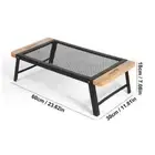 Outdoor Camping Folding Table Portable Solid Wood Iron Mesh Picnic Table Outdoor