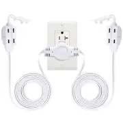 12 Feet Twin Extension Cord Power Strip,Flat Head Outlet Plug,6 Polarized Outlet