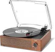 Vinyl Record Player with 2 Built-in Speakers, Bluetooth Receiver, Vintage Turntable Support 3-Speed, 3 Size, Wireless Playback, Headphone, AUX-in, RCA Line LP Vinyl Players Retro Tangerine