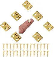 Mini Hinges 7pcs Brass Hinges Hardware Butt Hinges Connectors with Screws Cabinet Drawer Wooden Box Miniature Furniture Dollhouse Chest Jewelry Box 270 Degree Rotation DIY Decor(10 * 8mm) (A)