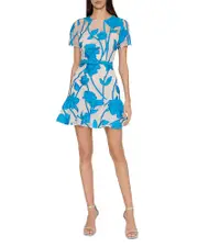 Milly Rosie Floral Belted Flare Dress