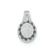 14k White Gold Blue and White Diamond Oval Pendant