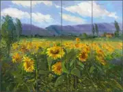 Sunflower Tile Backsplash Oleson Tuscan Art Ceramic Mural RW-NO013