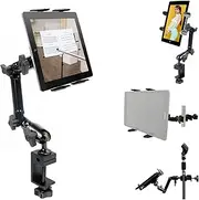 ChargerCity Heavy Duty 4-Way Adjust Aluminum Alloy Pole/Bar Music Mic Microphone Stand Clamp Mount for iPad Pro Air Mini Galaxy Surface Pro 7-12" Tablets (Good for Uber Eat Doordash Postmate salso)
