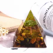 Orgonite Natural Crystal Pyramid Tiger's Eye Quartz Olivine Tree Tower Gemstone