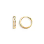 Madi K Kid's Earrings 14k Yellow Gold Cubic Zirconia Hinged Hoop, 11.4 mm