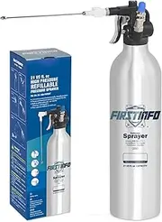 FIRSTINFO Aluminum Pneumatic Manual Compressed Refillable Fluid Oil Pressure Storage Sprayer + Jet Dual Purpose Nozzle for Stream & Mist Spraying Kit