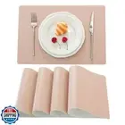 Runqiju Faux Leather Placemats Set of 4,17"x11.8",Wipeable,Waterproof,Heat Re
