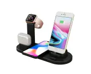 3 in 1 Wireless Charger Dock Charging Station for Apple iPhone Watch - Black