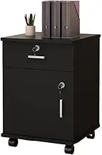 Filing Cabinet Simple Locking Mobile Low Cabinet Office File Cabinet with Drawer File Organizer Storage Cabinet(Black)