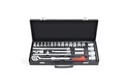 25Pc Extendable Ratchet Wrench Set 1/2" Dr. Socket Extension Bars Swivel Adaptor