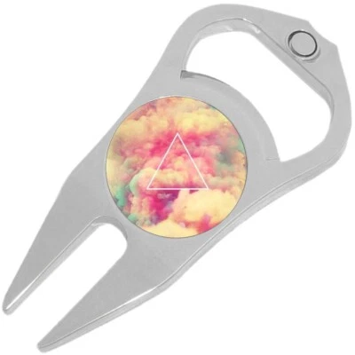 Triangle Colorful Clouds Golf Ball Marker Divot Repair Tool Bottle Opener