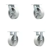 6 Inch Semi Steel Caster Set with Ball Bearings 2 Swivel Lock 2 Rigid SCC